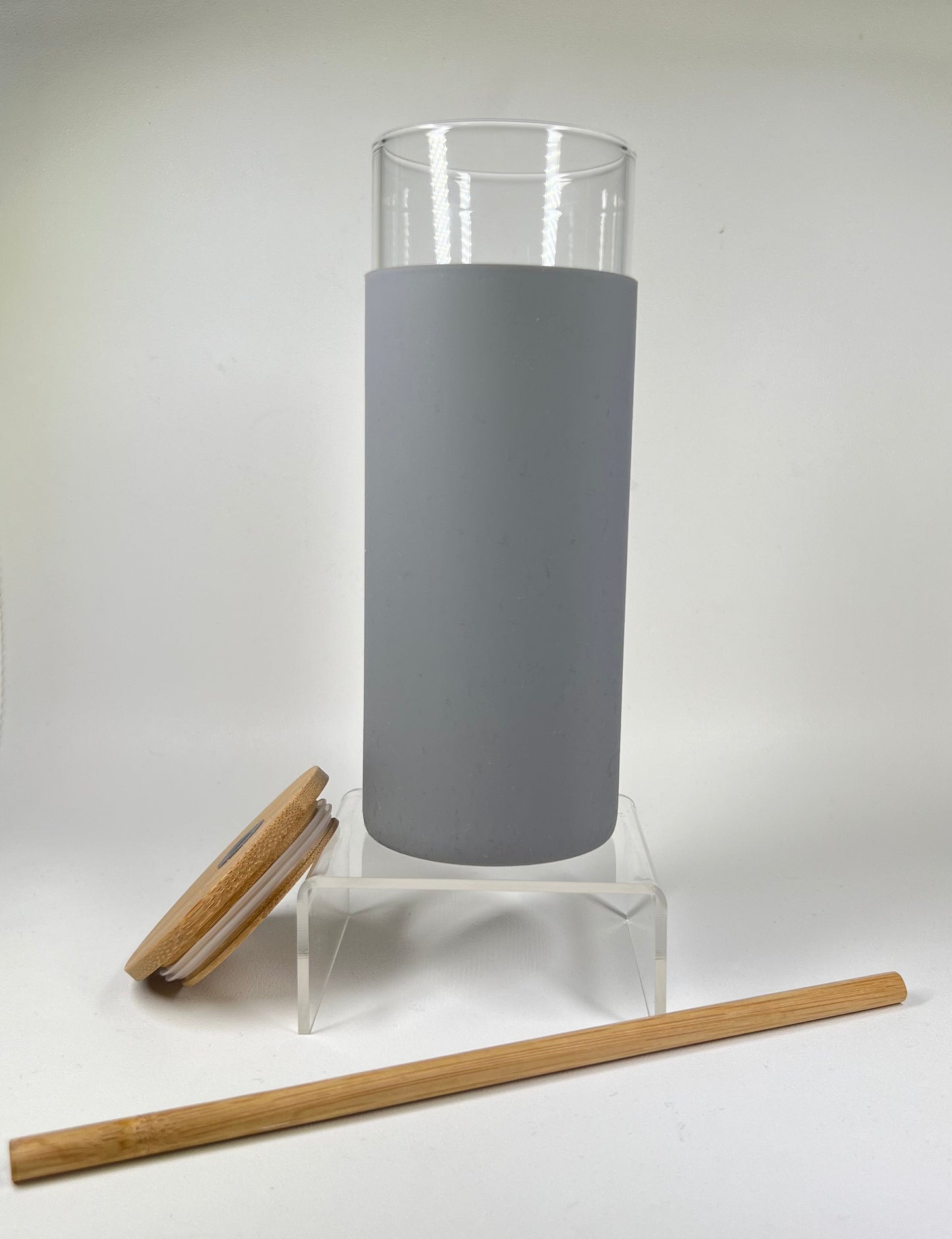 Gray Sleeve Glass Cup