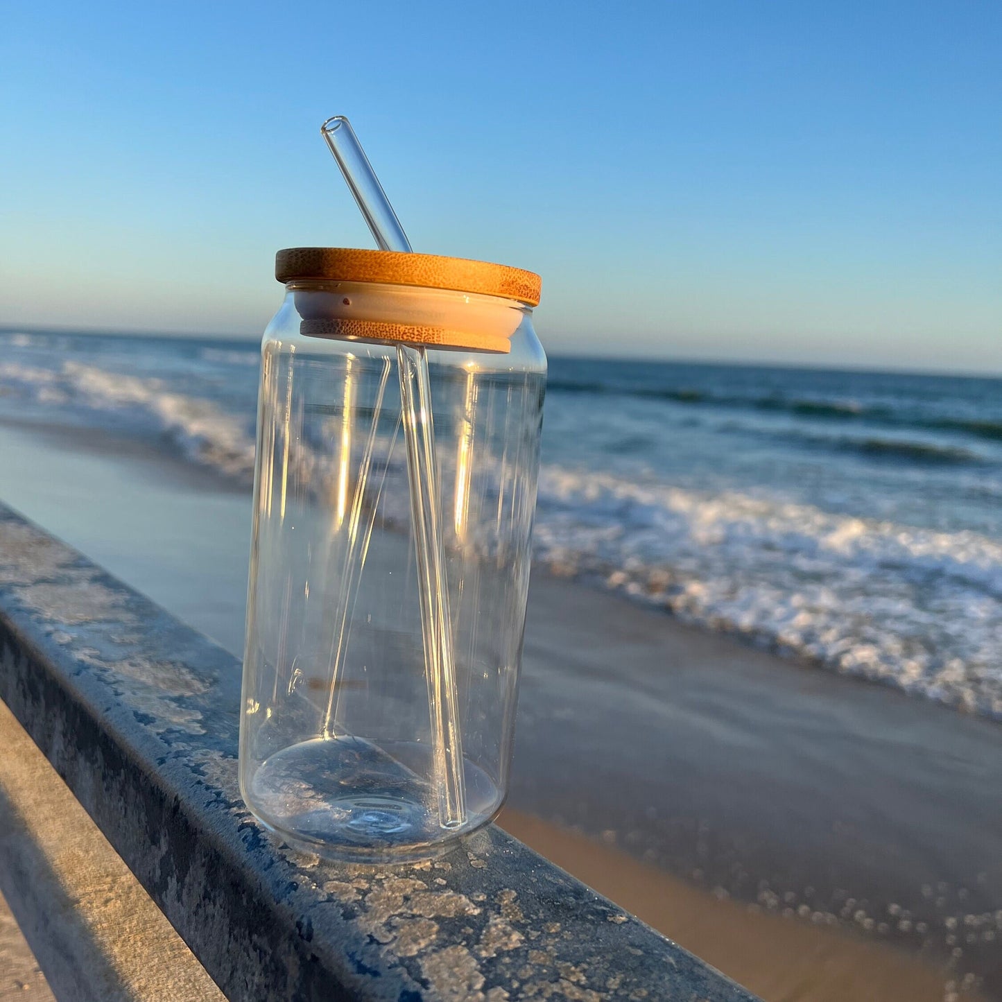 Glass Cups With Lid And Glass Straw